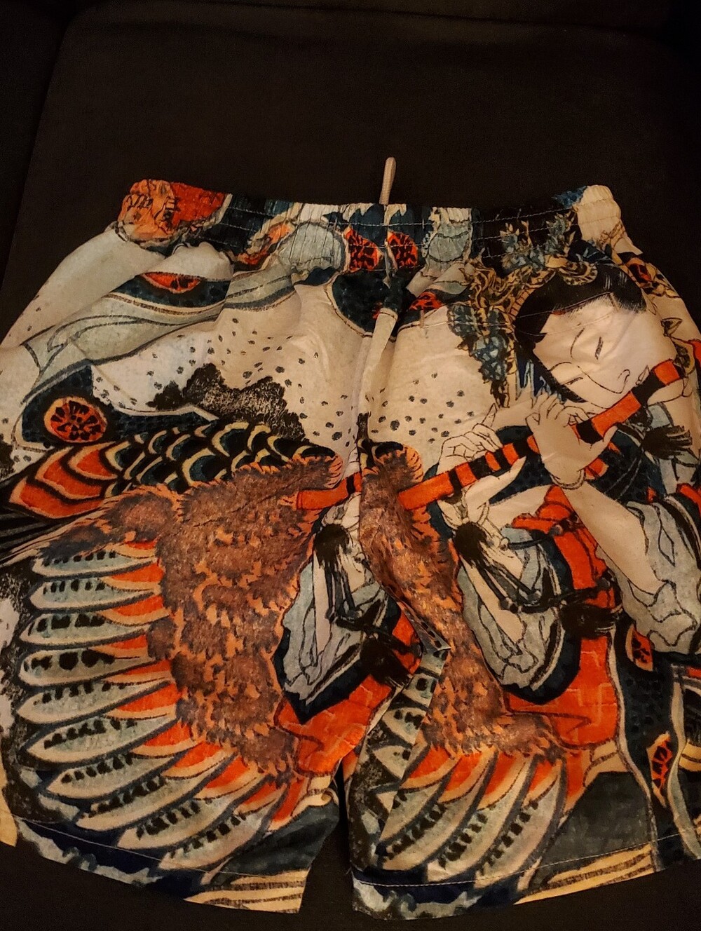 REBEL VENGEANCE Artistic Printed Lounge Shorts  Multicolor (Orange, Blue, Cream) - Picture 2 of 2